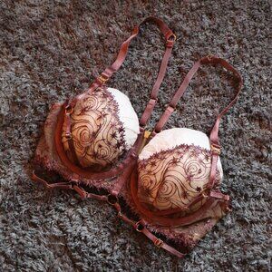 Bordelle Selene Bodice Bra Plum purple star embroidery 24k NWOT S Small